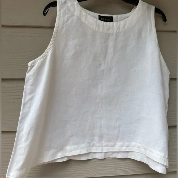 Eskandar Women's Linen White Sleeveless Top